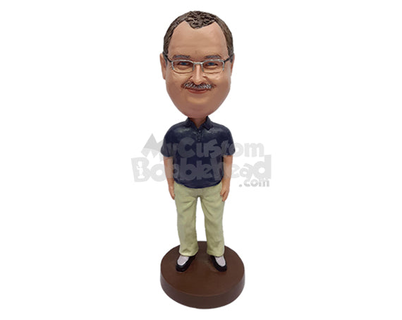 Hardworking Fella with Tucked-in Polo Shirt, Pants, and Nice-looking Shoes Personalized Bobblehead