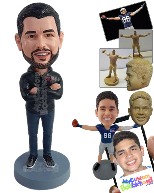 Cool Pal with Hoodie, Skinny Pants, and Crossed Arms Personalized Bobblehead