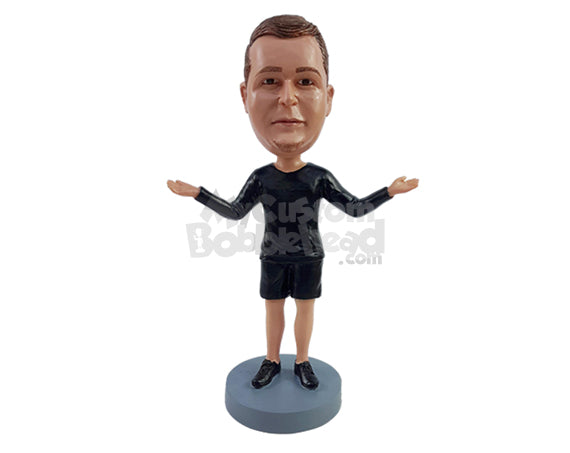 Runner wondering what happened, with long sleeves Personalized Bobblehead