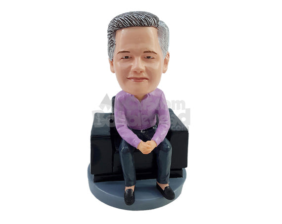 Custom Bobblehead Fancy Business man sitting on an expensive looking chair wearing fashionable clothing - Leisure & Casual Casual Males Personalized Bobblehead & Action Figure