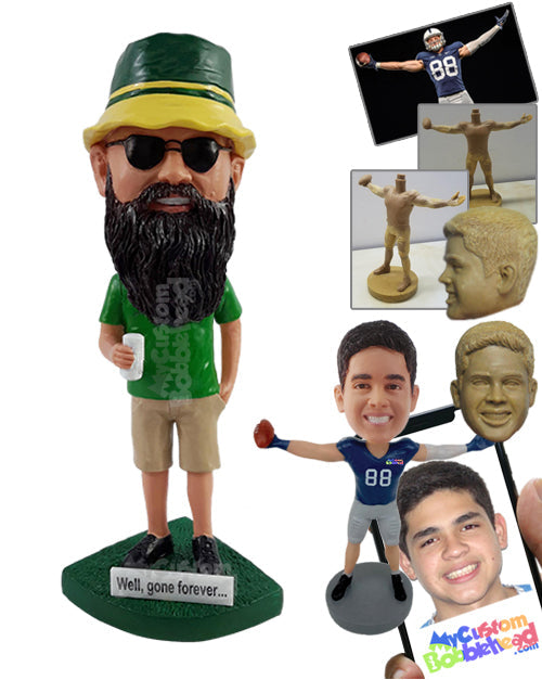 Sports fan ready to watch his favorite team's game, beer in hand Personalized Bobblehead