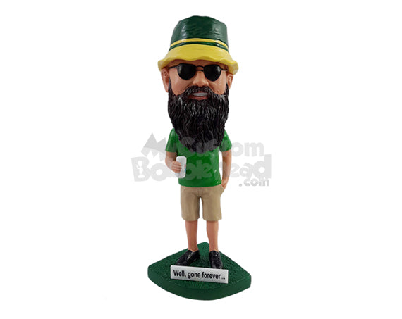 Sports fan ready to watch his favorite team's game, beer in hand Personalized Bobblehead