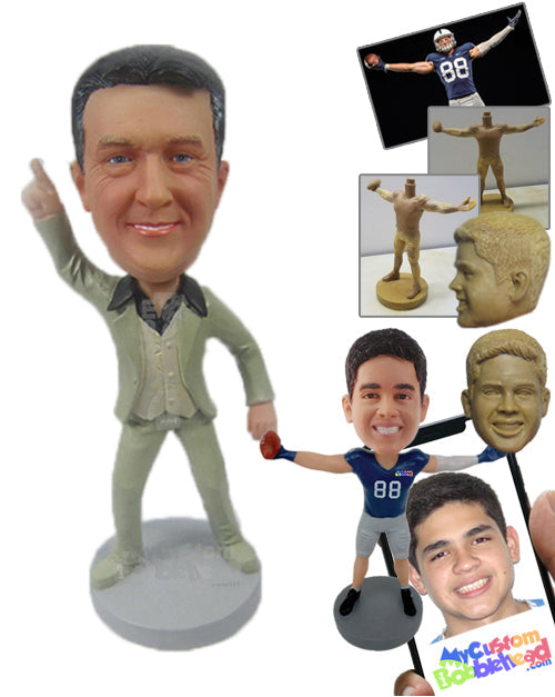 Suave Man Posing a Dance Move in Stylish Suit Personalized Bobblehead