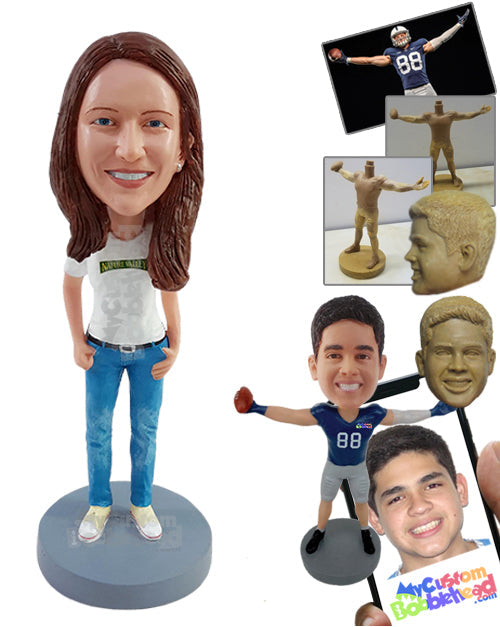 Trendy Chick in Cool Stance with Nice Outfit Personalized Bobblehead