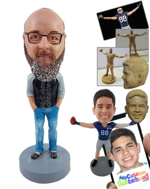 Good Gentleman with Cool Long Sleeve Shirt, Nice Jeans, and Shoes Personalized Bobblehead