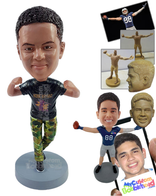 Excited Dude Confident of Himself with Some Trendy Clothes On Personalized Bobblehead