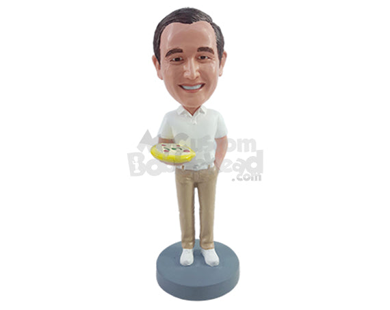 Pizza guy ready to have some delicious time, with one hand in his pocket Personalized Bobblehead