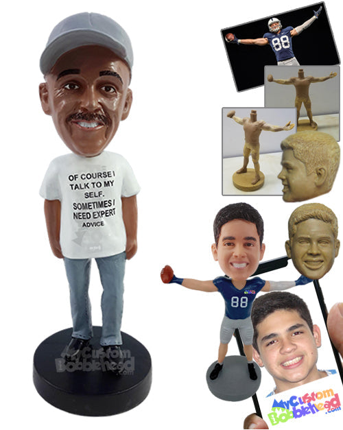 Good Old Fella Wearing Nice Shirt and Classic Jeans and Shoes Personalized Bobblehead