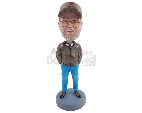 Custom Bobblehead Truck dude wearing nice leather jacket and cool stel toed boots - Leisure & Casual Casual Males Personalized Bobblehead & Action Figure