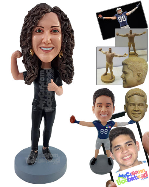 Fitness Girl Showing the Workout Results Personalized Bobblehead