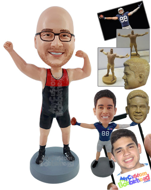 Super muscular weightlifter showing all strength Personalized Bobblehead