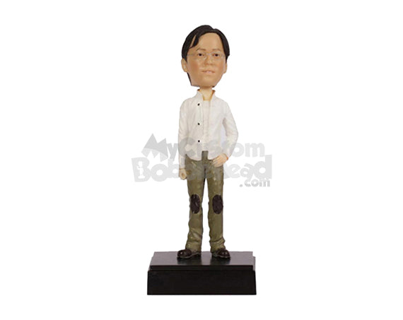 Custom Bobblehead Smart Guy In Stylish Attire With Hands On Waist - Leisure & Casual Casual Males Personalized Bobblehead & Cake Topper