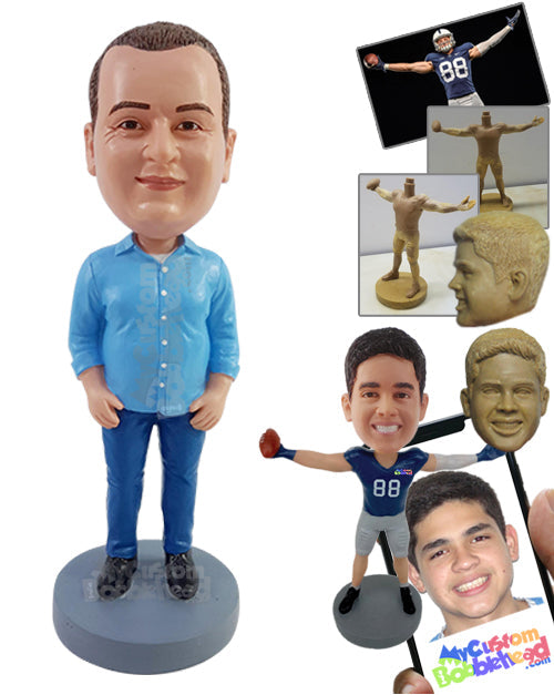 Chubby Buddy Wearing a Nice Button-Down Shirt Personalized Bobblehead