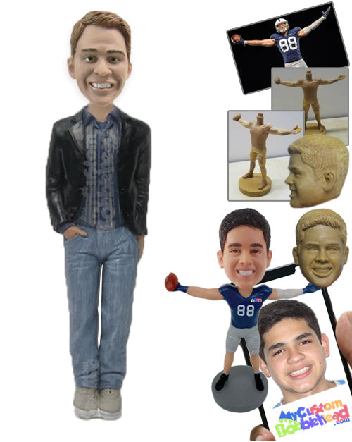 Handsome Male with Semi-formal Dress Posing with Hands in His Pocket Personalized Bobblehead