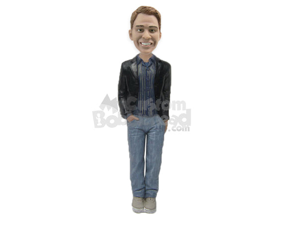 Handsome Male with Semi-formal Dress Posing with Hands in His Pocket Personalized Bobblehead