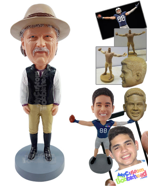 Old countryside guy wearing a shirt, vest, and high boots Personalized Bobblehead