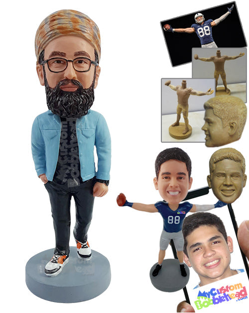 Cool Stylish Looking Dude Wearing Modern Clothes and Dope Shoes with One Hand Inside Pocket Personalized Bobblehead