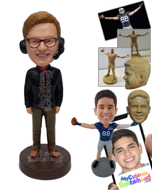 Basketball Commentator Wearing a Nice Sweater and Nice Shoes Personalized Bobblehead