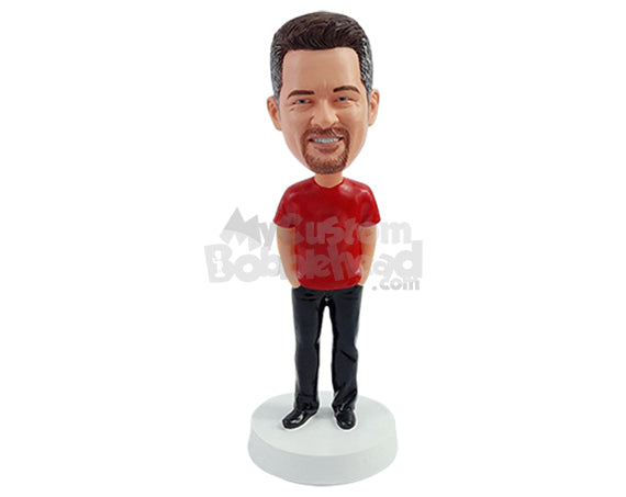 Simple guy with hands in pockets, wearing jeans and shoes Personalized Bobblehead