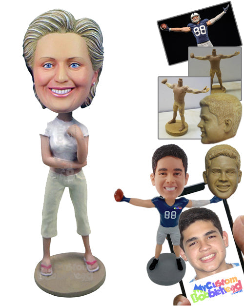 Lovely Woman With A Dazzling Casual Attire Personalized Bobblehead