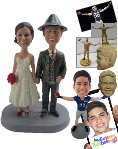 Classic Wedding Couple in Wedding Attire Personalized Bobblehead