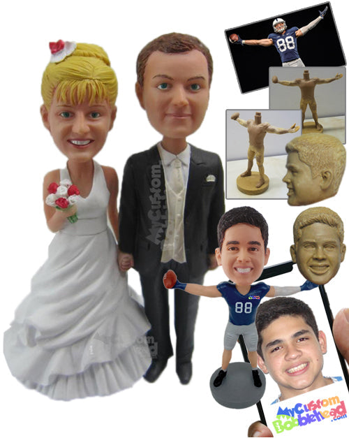 Wedding Couple with Bouquet Personalized Bobblehead