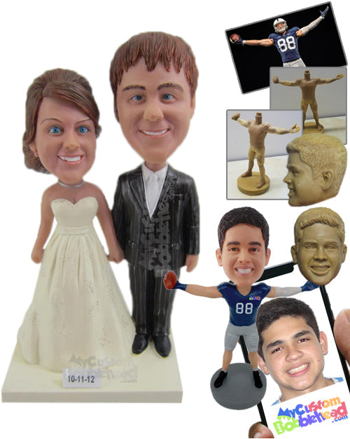 Couple Wearing Wedding Attire Ready for Their Wedding Ceremony Personalized Bobblehead