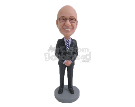 Custom Bobblehead Father Of The Bride Wearing Formal Outfit - Wedding & Couples Father Of The Bride Personalized Bobblehead & Cake Topper