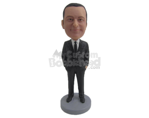 Custom Bobblehead Best Man Wearing Trendy Formal Outfit - Wedding & Couples Groomsman & Best Men Personalized Bobblehead & Cake Topper