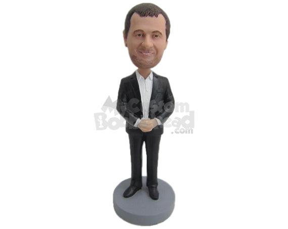 Custom Bobblehead Wedding Best Man Standing Wearing Formal Attire - Wedding & Couples Groomsman & Best Men Personalized Bobblehead & Cake Topper