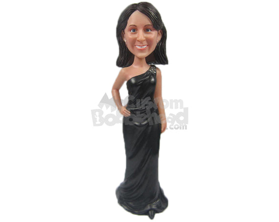 Custom Bobblehead Wedding Bridesmaid In Elegant Gown - Wedding & Couples Bridesmaids Personalized Bobblehead & Cake Topper