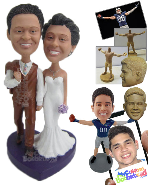 Wedding Couple in Eye-Catching Attire Personalized Bobblehead