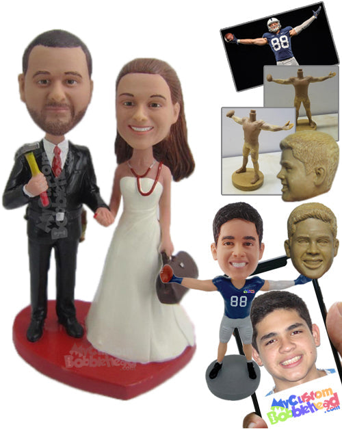 Handy Man and Beautiful Bride Heading to the Altar Personalized Bobblehead