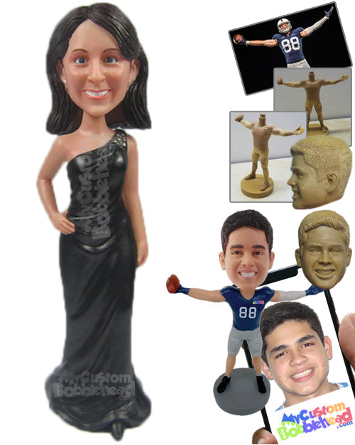 Bridesmaid in Elegant Gown Personalized Bobblehead