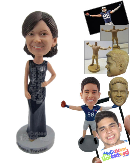 Bridesmaid Ready for the Ceremony Wearing a Fancy Expensive Sleeveless Gown Personalized Bobblehead