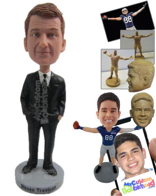 Stylish Best Man in Formals with Both Hands in Pockets Personalized Bobblehead