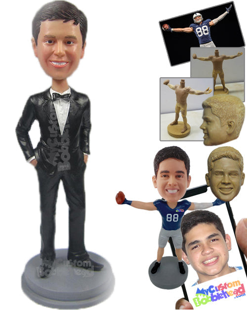 Groomsman in Formal Outfit with Both Hands in Pocket Personalized Bobblehead