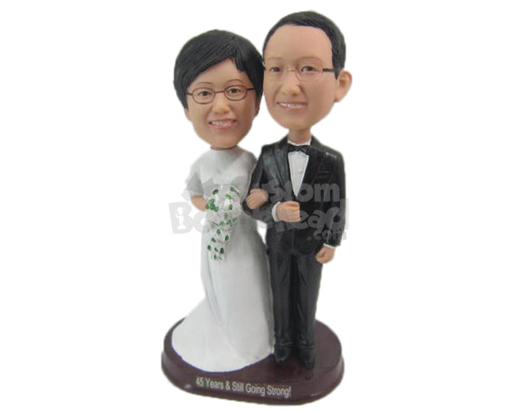 Custom Bobblehead Chinese Wedding Couple In Traditional Wedding Attire - Wedding & Couples Bride & Groom Personalized Bobblehead & Cake Topper