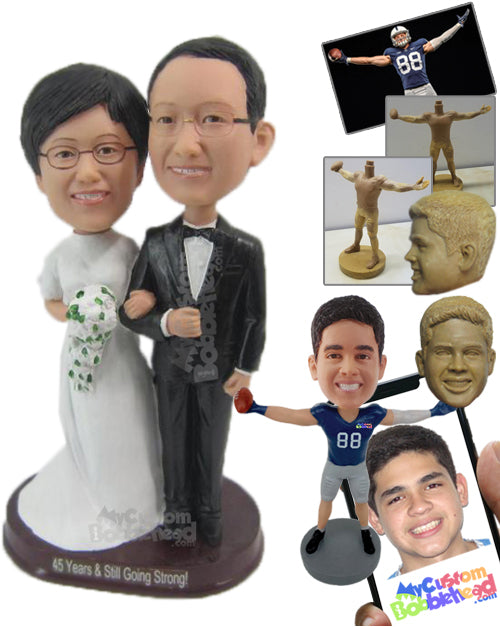 Chinese Wedding Couple in Traditional Wedding Attire Personalized Bobblehead