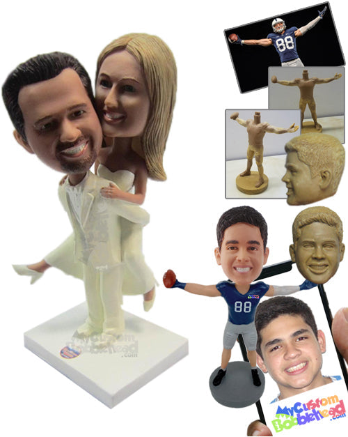 Groom Carrying Bride Heading to the Altar Personalized Bobblehead