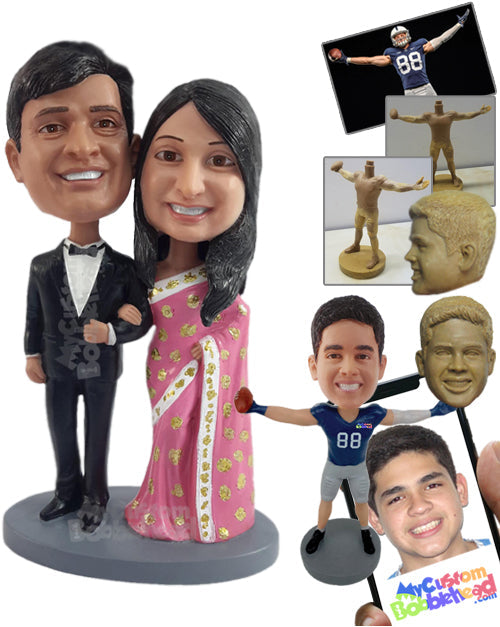 Indian Bride and Groom Wearing a Beautiful Traditional Attire Personalized Bobblehead