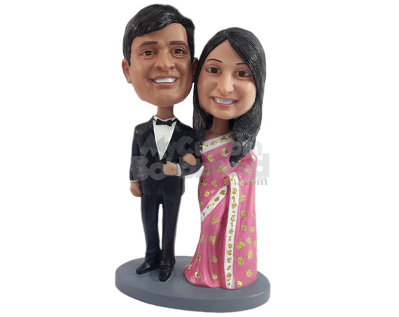 Indian Bride and Groom Wearing a Beautiful Traditional Attire Personalized Bobblehead