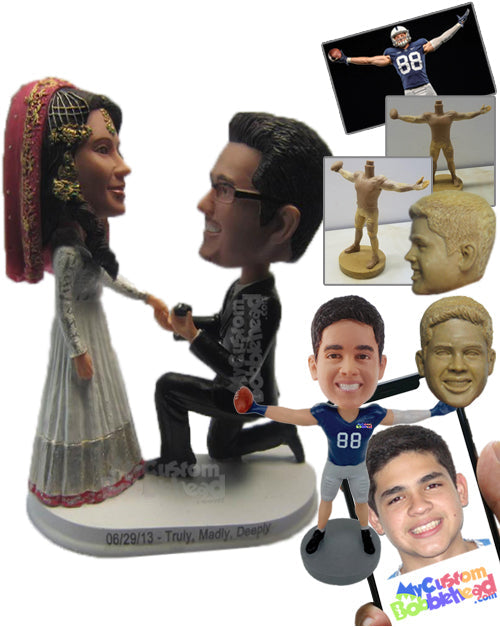 Classical Indian Wedding Proposal in Traditional Wedding Attire Personalized Bobblehead