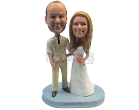 Custom Bobblehead Gorgeous Wedding Couple Ready For Their After Marriage Photo Shoot - Wedding & Couples Bride & Groom Personalized Bobblehead & Cake Topper