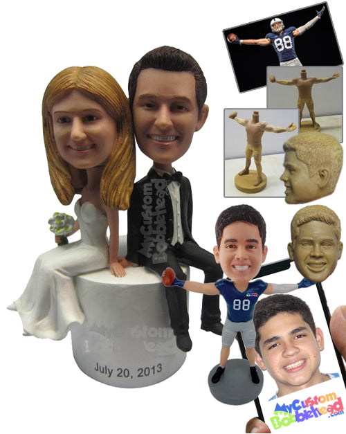 Wedding Couple Sitting Together Personalized Bobblehead