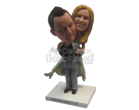 Stylish Groom Carrying Bride and Heading to the Altar Personalized Bobblehead