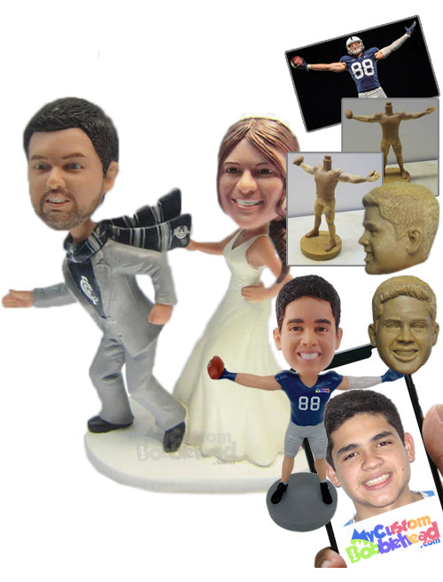 Bride Capturing Groom by His Scarf Personalized Bobblehead