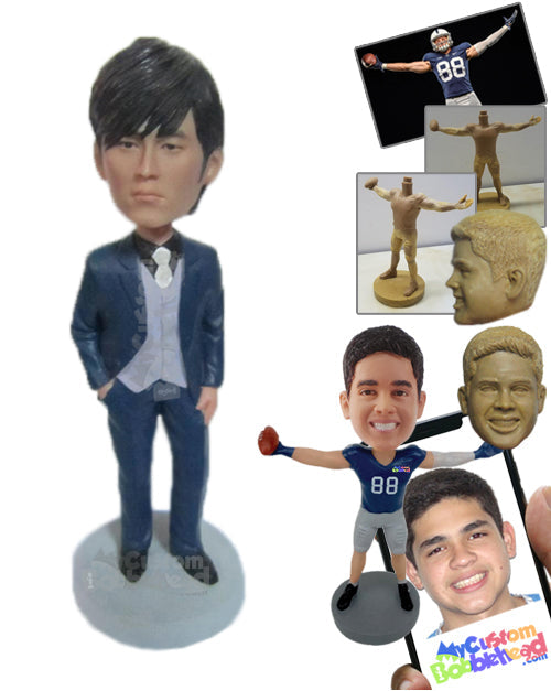 Handsome Best Man in Cool Formal Attire Ready for a Picture Personalized Bobblehead