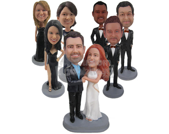 Custom Bobblehead Wedding Destination James Bond Couple Holding Guns - Wedding & Couples Bride & Groom Personalized Bobblehead & Cake Topper