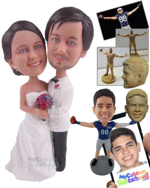 Wedding Couple with Rose Bouquet Personalized Bobblehead